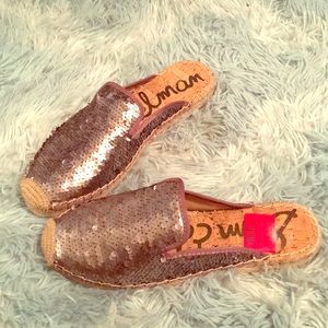 Sam Edelman silver sequins slip shoes 6.5 NWTS